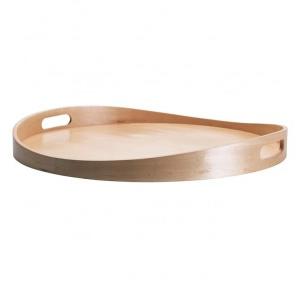 Serving Tray Round With Handle (17 inch) Wood 44cm