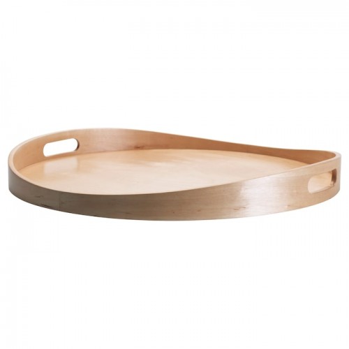 Serving Tray Round With Handle (17 inch) Wood 44cm