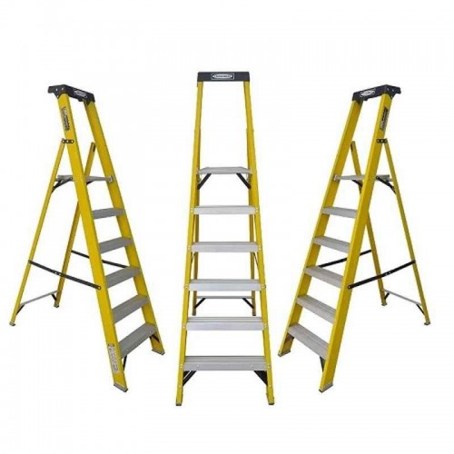 Ladderman  Safety Ladder LMT 2106 Fiber  Platform Self Supported  Fibreglass Weight Capacity 110 Kg Folding Type FRP 7 Ft 6 Step