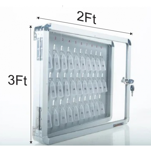 Key Station Aluminium Profile 3ftx2ft Double Leaf 100 Keys Acrylic Glass Door With Latch