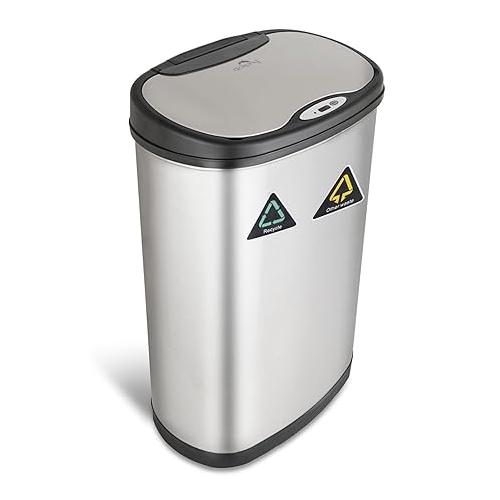 Dolphy Trash Bins DABN2-50L Touchless Sensor Battery Operated SS202 50 Ltr