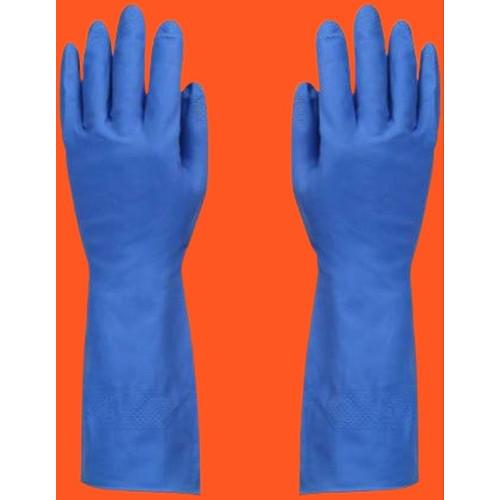 Safehand Rubber Hand Gloves Pair Blue Washable and Resusable For Unisex