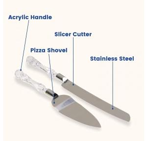 Excel Enterprises Slicer Shovel Knife and Pie Server Hand Tool Stainless Steel With Acrylic Handle Set of 2 Pcs