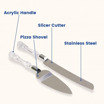 Excel Enterprises Slicer Shovel Knife and Pie Server Hand Tool Stainless Steel With Acrylic Handle Set of 2 Pcs