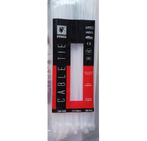 Power Cable Tie Nylon 250mm 3.6mm White Pack of 100