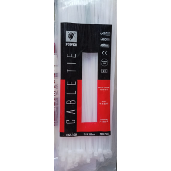 Power Cable Tie Nylon 250mm 3.6mm White Pack of 100