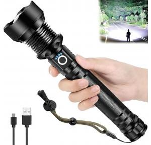 Avedia Torch Light LED Kisan Portable High Power Long Distance Rechargeable Flashlight 990000 Lumens Zoomable & Big Battery (P-90) Waterproof Heavy Duty