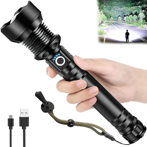 Avedia Torch Light LED Kisan Portable High Power Long Distance Rechargeable Flashlight 990000 Lumens Zoomable & Big Battery (P-90) Waterproof Heavy Duty