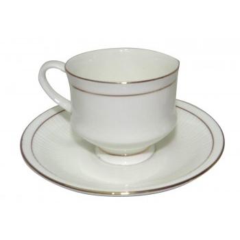 Clay Craft Cup and Saucer Set Mona White With Gold Line Ceramic 180 ml