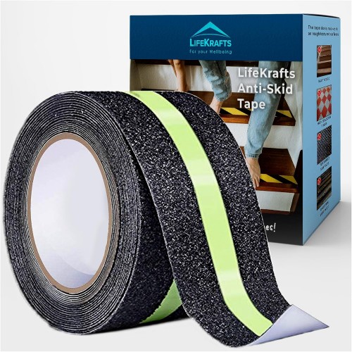 Anti Skid Tape For Stairs Glow in the Dark Anti Slip Tape Black and Glow Size: 50mm x 5 Mtr