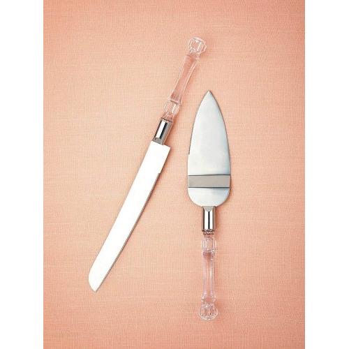 Cake Cutter Knife With Serving Tool Acrylic Handle Stainless Steel Blade Length: 25 cm