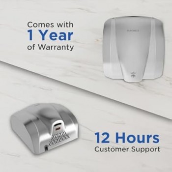 Euronics Hand Dryer Sensor EH210N Stainless Steel Automatic Range: 12-15cm Speed: 26000 RPM With HEPA Filter