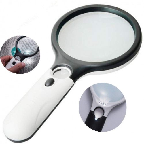 Magnifying Glass With 3 LED Light 45X Big Size Zoom Lenses