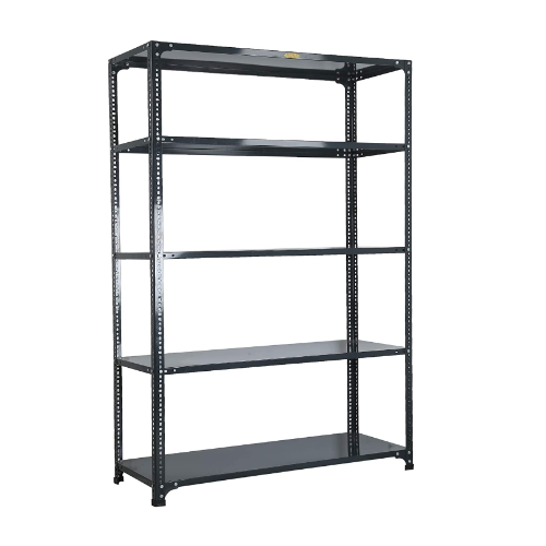 MS Slotted Angle Rack 4 Compartments 5 Shelves Size 115x36x14 Inch Angle 14 Gauge Shelf 18 Gauge Color Grey Weight Capacity 400 Kg Approx Each Rack Power Coated