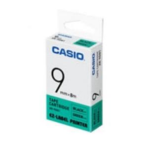 Casio Label Printer Tape XR-9GN1 Black and Green Colour Tape For Asset Labeling 9mm 8 mtr