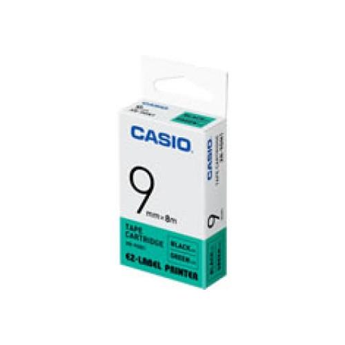 Casio Label Printer Tape XR-9GN1 Black and Green Colour Tape For Asset Labeling 9mm 8 mtr