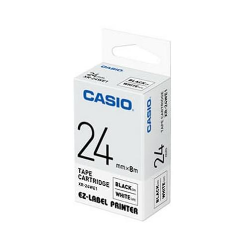 Casio Label Printer Tape Cartridge XR-24WE1 Black And White Size: 24mm X 8mtr