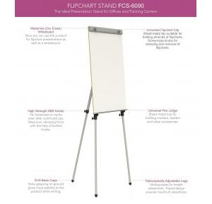 Flip-Chart Stand With Frameless MD Dry Erase White Board Non-Magnetic 2x3 Feet Grey