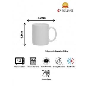 Clay Craft Swiss Mug Plain White Size: 8.2 x 8.2 x 9.5 Cm Ceramic 340 ml