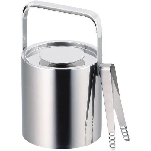 Ice Bucket Taper with Ice Tong Height: 6.5 inches Stainless Steel Colour: Silver