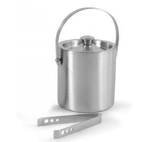 Ice Bucket Sober Big with Ice Tong Double Walled Height: 6.5 inches Stainless Steel Colour: Silver