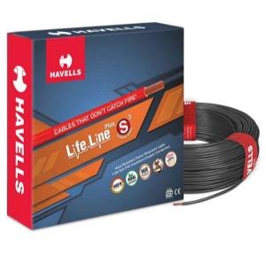 Havells Lifeline PVC Insulated Industrial Cable 4 Sqmm Single Core HRFR Black 90 Mtr