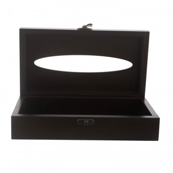 Tissue Box Wooden Sesame 9 x 5 x 3 Inch Black