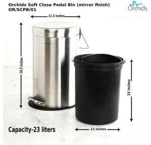 Orchids Pedal Bin OR/SCPB/01 Round Soft Close(Mirror Finish) SS202 20/23 Ltrs