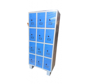 Staff Locker MS Heavy Duty CRCA Fabricated Power Coated 8 Compartment 20/22 Gauge Each Compartment Size 18x18x18 Inch Light Blue & Ivory Color Combination With Pad Lock