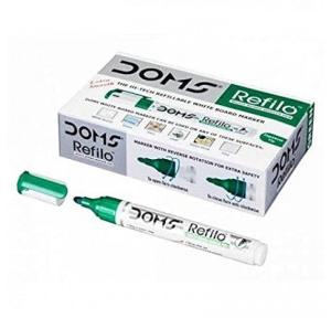 Doms  Refilo White Board Marker Pen Green Pack of 10