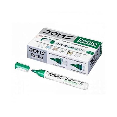 Doms  Refilo White Board Marker Pen Green Pack of 10