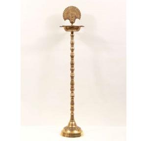 Oil Lamp Brass Peacock Top Diya Stand Colour: Gold Height- 4ft 2inch Weight: 5Kg