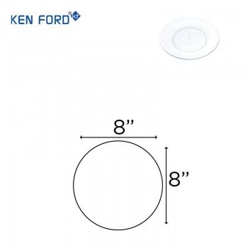 Kenford Plate RP 8 Round Half Polycarbonate 8 Inch White