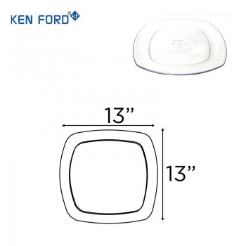 Kenford Plate SP 13 Square Thali Transparent Polycarbonate 13X13 Inch