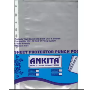 Ankita Sheet Protector Transparent Punch Pocket A4 200 Micron Pack of 50