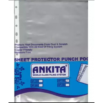 Ankita Sheet Protector Transparent Punch Pocket A4 200 Micron Pack of 50