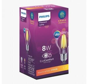 Philips Filament LED Bulb E27 4W Base A60 Bulb 2700K Warm White