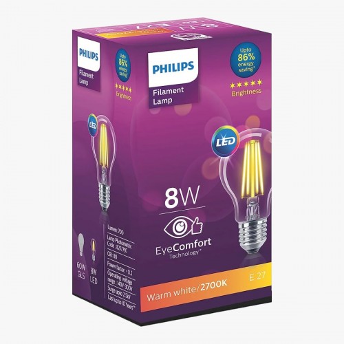 Philips Filament LED Bulb E27 4W Base A60 Bulb 2700K Warm White