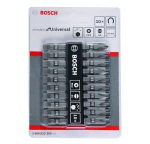 Bosch Double Ended Screwdriver Bits 260852265 Professional Extra Hard Type Ph2-Sl Length 65mm Grey Pack of 10