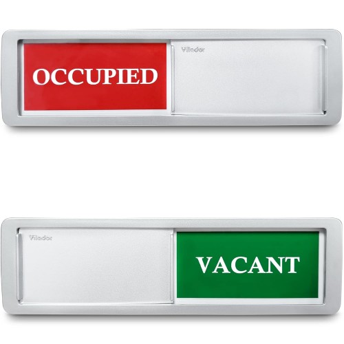 Vacant Occupied Sliding Door Plate Acrylic 7x2 Inch Silver