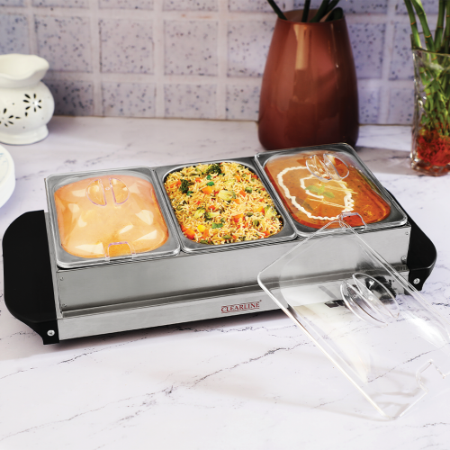 Clearline Electrical Food Warmer FWBS-01 3 Pan (1.5 Ltr x 3 Pan) 200W