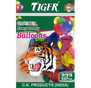 Tiger Balloons  medium size pack of 50 Assorted Colour Red, Blue ,White ,Golden