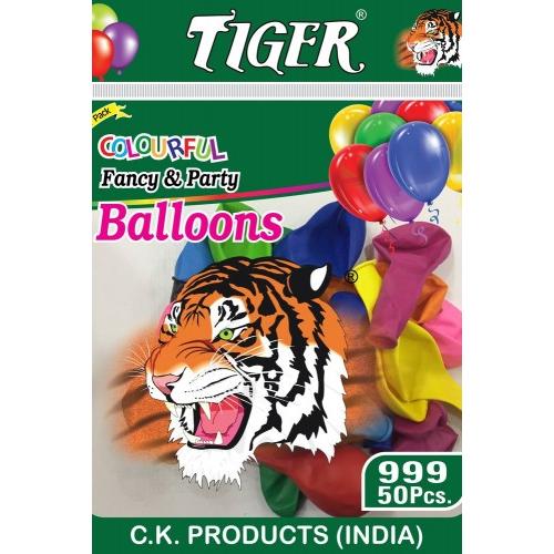 Tiger Balloons  medium size pack of 50 Assorted Colour Red, Blue ,White ,Golden