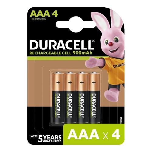 Duracell Rechargeable Batteries AAA 1.5V 900mAh Pack of 4