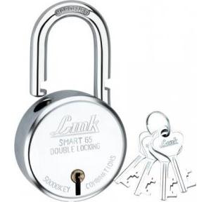 Link Smart Padlock 65mm Round 7 Levers Double Locking Hardened Shackle 50000 Key Combination Silver