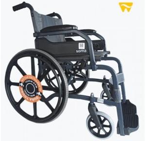 Karma Champion Mag Manual Wheelchair Cushion with Air Holes Allow Air Pass and Breathable Max user Weight Capacity 100 Kg MS Frame With Plastic Footplate Assure Durability Seat Width 455mm Seat Depth 418mm Total Height 870mm