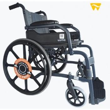 Karma Champion Mag Manual Wheelchair Cushion with Air Holes Allow Air Pass and Breathable Max user Weight Capacity 100 Kg MS Frame With Plastic Footplate Assure Durability Seat Width 455mm Seat Depth 418mm Total Height 870mm