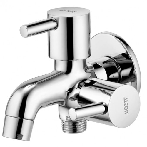 Alton Brass 2 in 1 Chrome Finish Bib Tap With Wall Flange Silver GRC3715