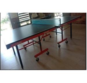 21 Balls Tournament TT Table Size 2740x1525x760 mm Movable with Powde Coated Top Thickness 25mm Frame Size 50x25 mm Legs Size 50x50 mm Wheel Size 100x25 mm 2 Wheels With Lock 6 Wheels Without Lock Weight Approx 140 Kg