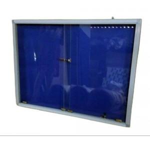 Wood Notice Board Aluminium Framing Blue Color With Glass Sliding 1830 X 915 X 71 MM